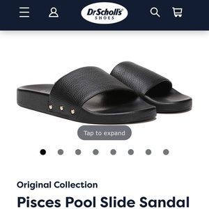 Dr. Scholls Piceses Pool Slide in Black Leather in size 9